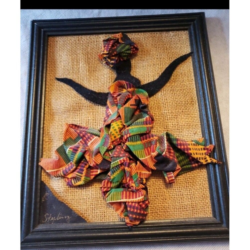 African Tribal Woman Wall Art 3D Mixed Media Framed Decor 10x12